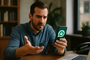 משתמש מנסה להיכנס לחשבון WhatsApp חסום ומתחיל בתהליך שחזור מהמכשיר הנייד
