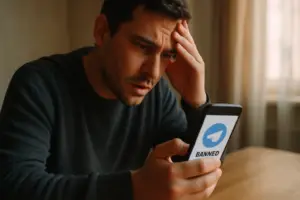 משתמש פותח פנייה לתמיכת Telegram לצורך ערעור על חסימת חשבון