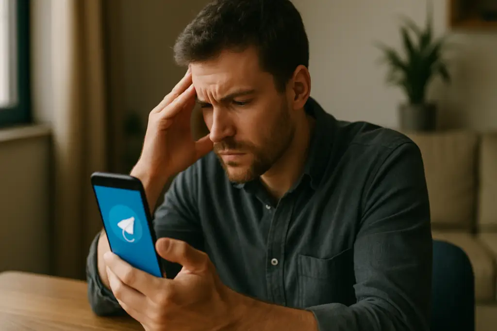 משתמש בודק במסך Telegram האם ניתן לשחזר חשבון שנמחק מהפלטפורמה