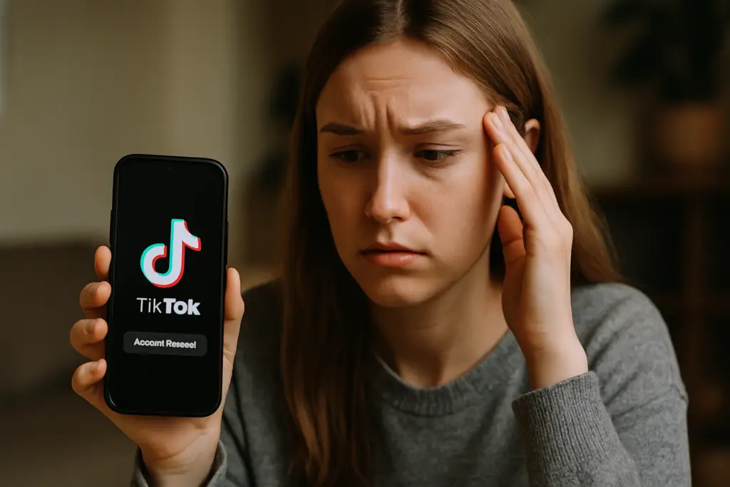 משתמש בוחן את הסיבות השכיחות שהובילו לחסימת חשבון TikTok שלו