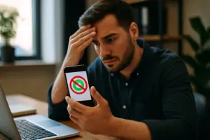 משתמש קורא הודעת דחייה של ערעור WhatsApp ובוחן את האפשרויות שנותרו לו