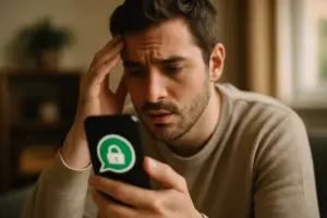 משתמש מעיין בעדכוני אבטחת החשבון החדשים של וואטסאפ במכשירו