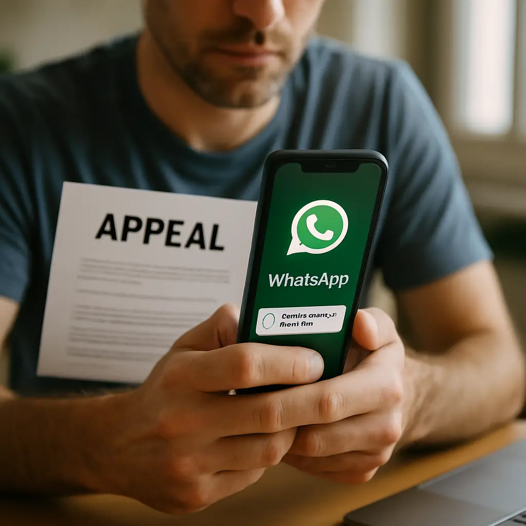 סימני היכר על המסך שמאפשרים לזהות חסימת WhatsApp שנוצרה בטעות אוטומטית